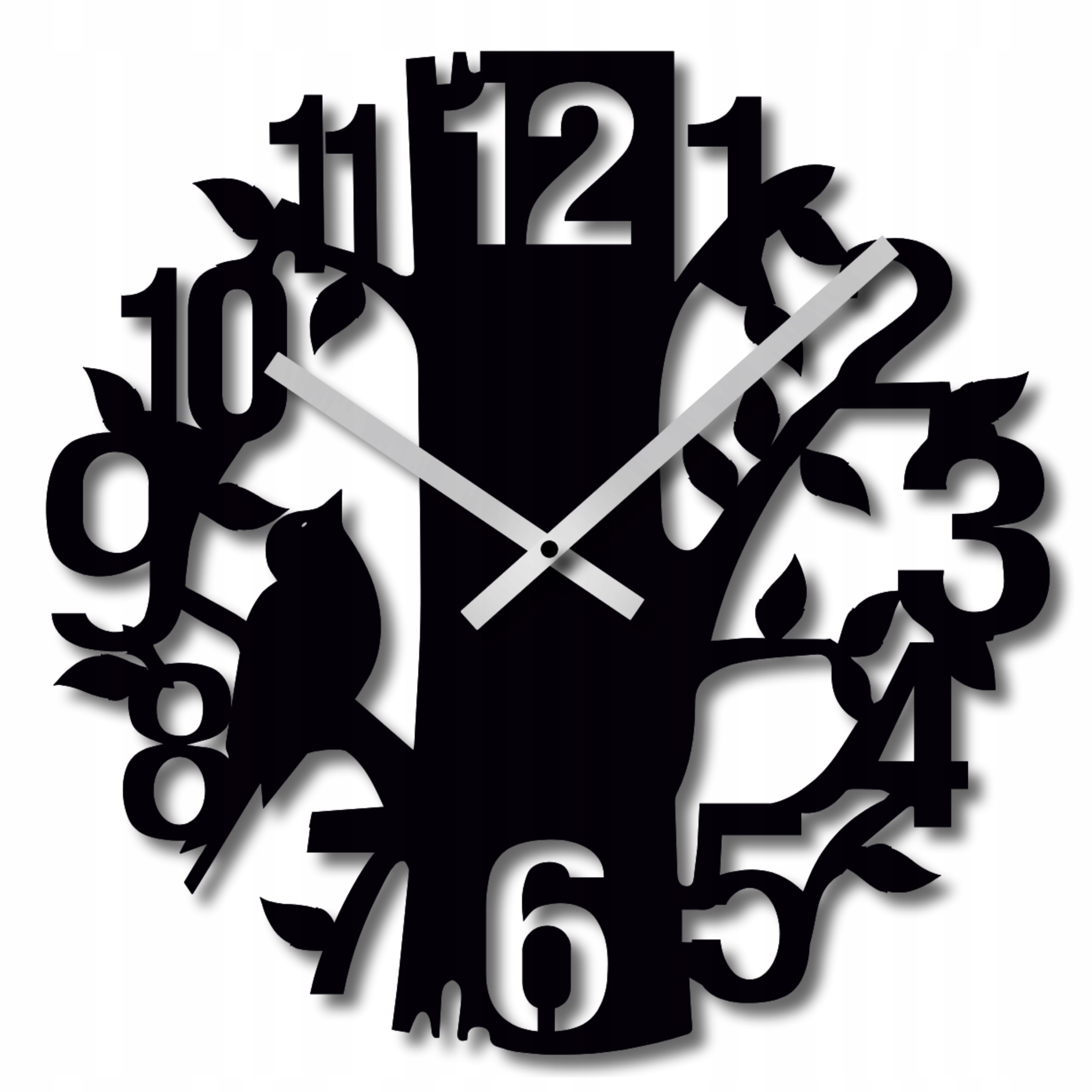 Nástěnné Hodiny Do Obývacího Pokoje 60 cm Moderní Dřevěné Hodiny Dřevo Ptáci