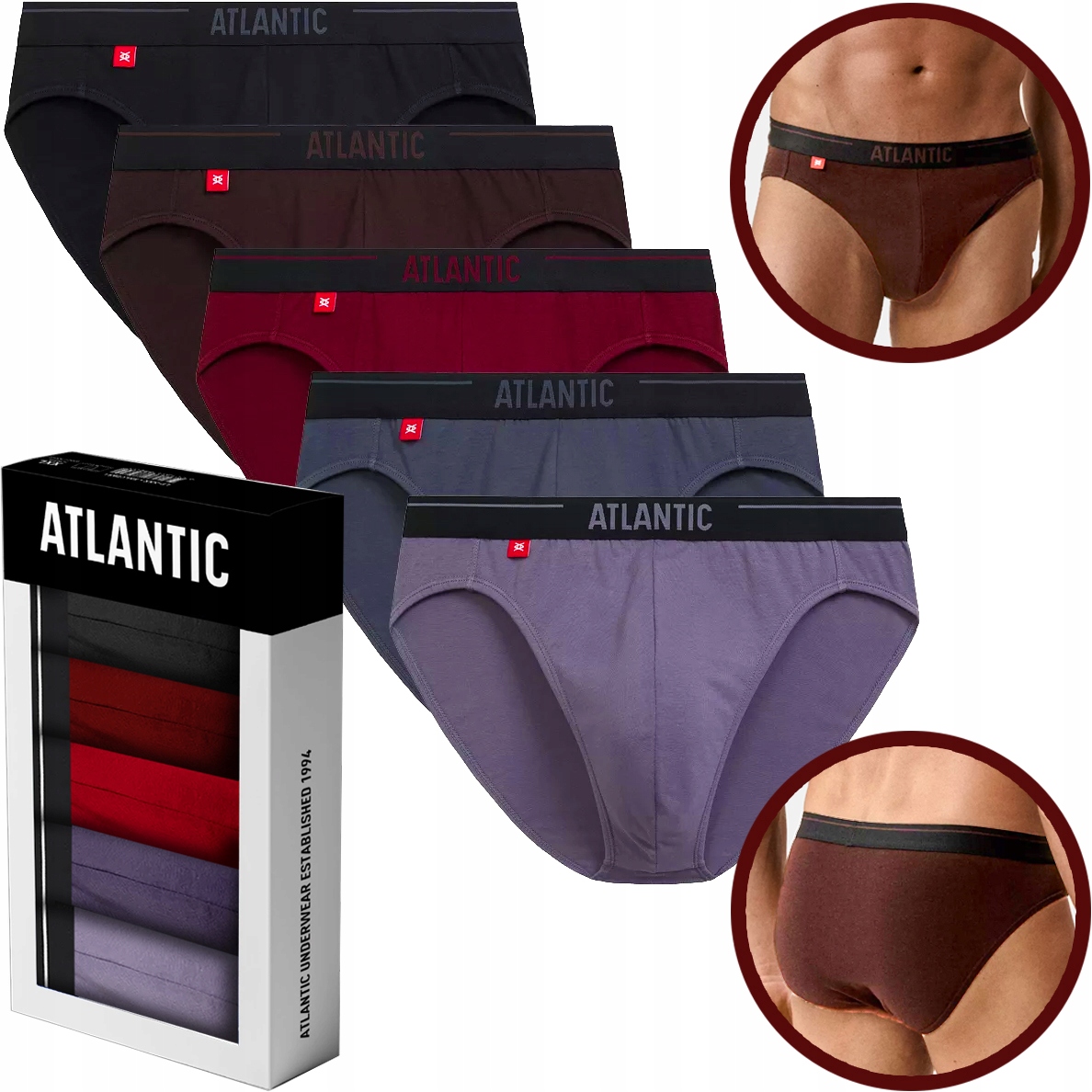 Atlantic pánské sportovní slipy 5SMP004 multipack podzimní a zimní barvy M