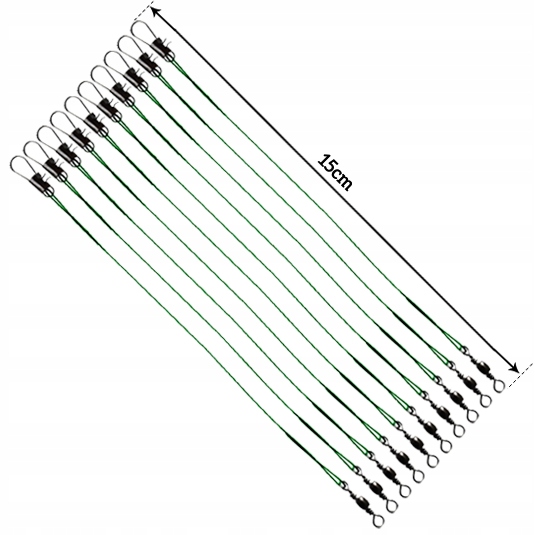 10szt Przypony Stalowe stalki szczupak 15kg 15cm