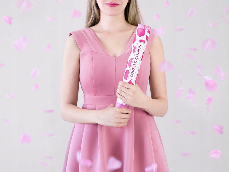 Tuba strzelająca konfetti płatki róż różowe, 40 cm Marka Party Deco