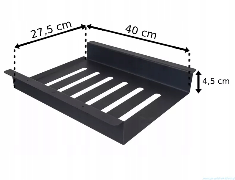 Półka pod biurko na laptopa 15" organizer metalowa szuflada uchwyt czarna