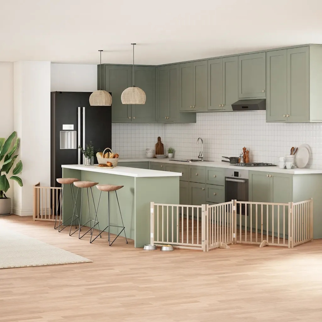 Levně Zábrana pro psy s dvířky skládací 10 panelů 800 cm topol Hnědá 3155723