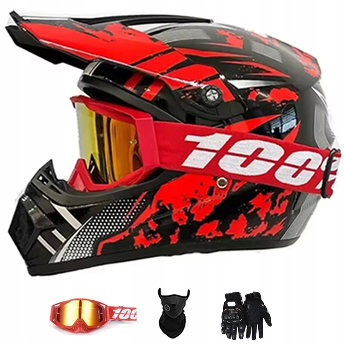 Motocyklová Přilba Lehká Enduro Quada Brýle Rukavice Maska XL