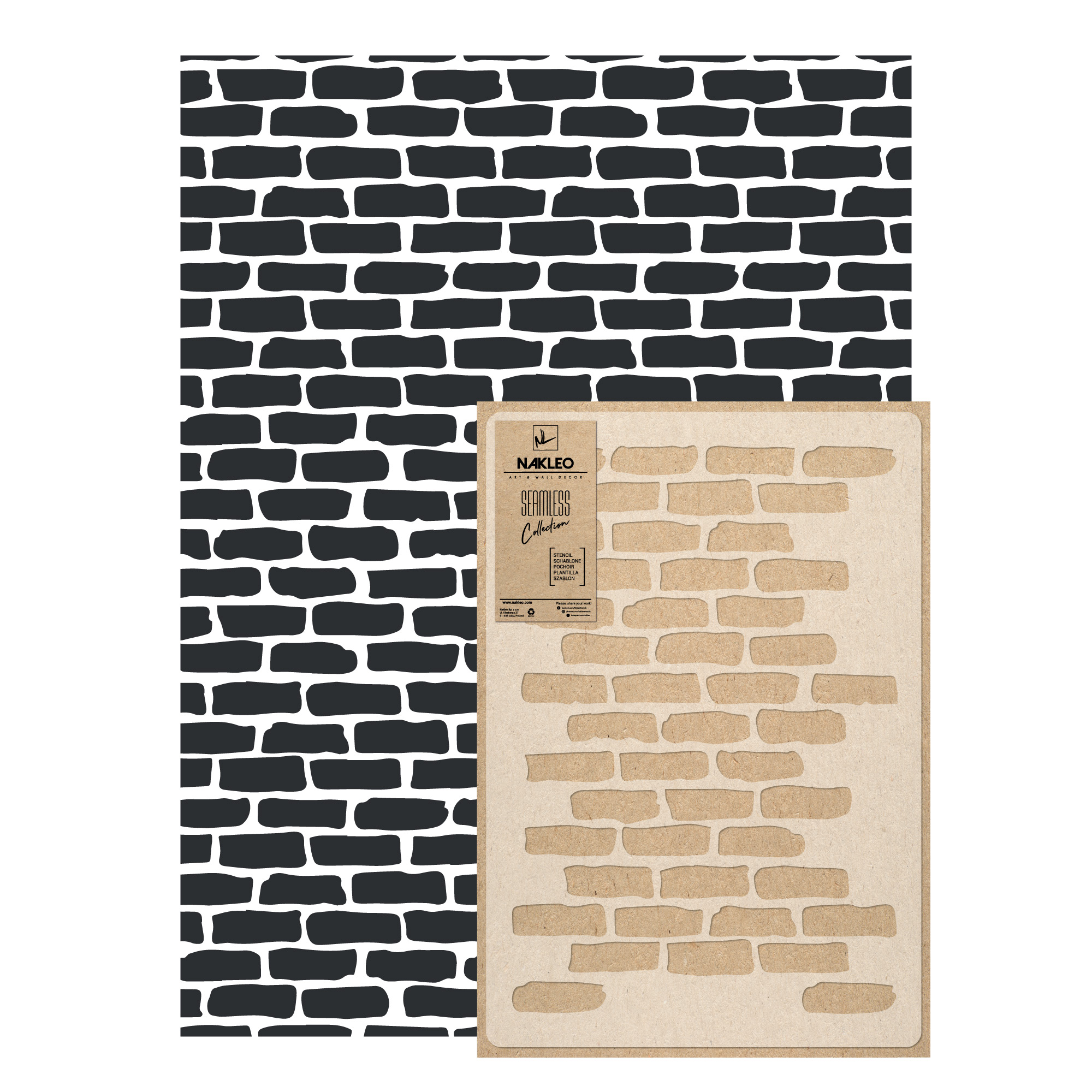 Opakovatelná malířská šablona Opakovaně Použitelný 59x95 cm Tapeta Cihly Zeď