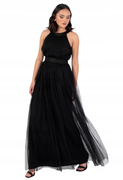 Anaya Šaty Bez Rukávů Černá Tylová Maxi 42 J7D