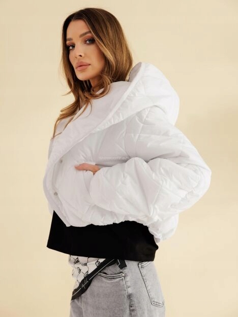 By O La La! Prošívaná Bunda Rukáv Bufka Off White M 38
