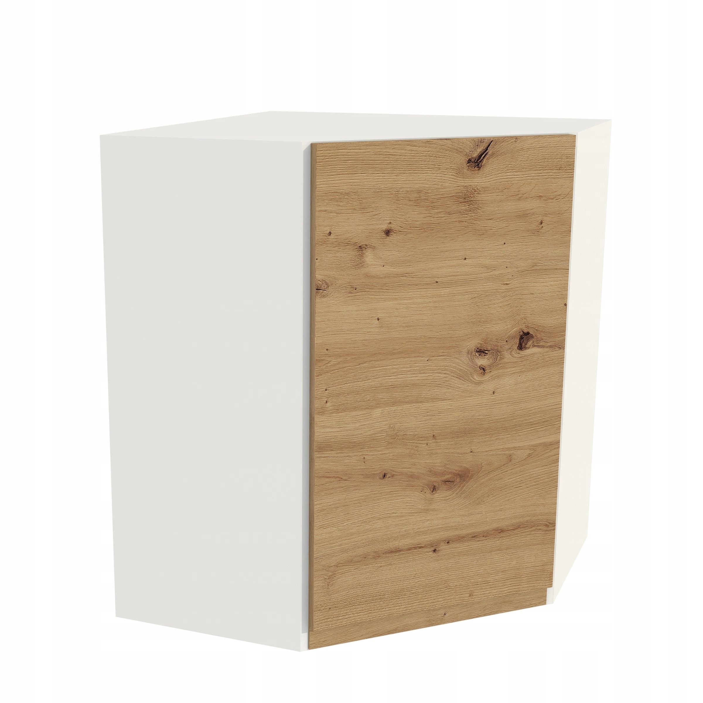 Horná rohová skrinka 60/72 Frezo Biela predná časť Bezúchytkový dub Artisan
