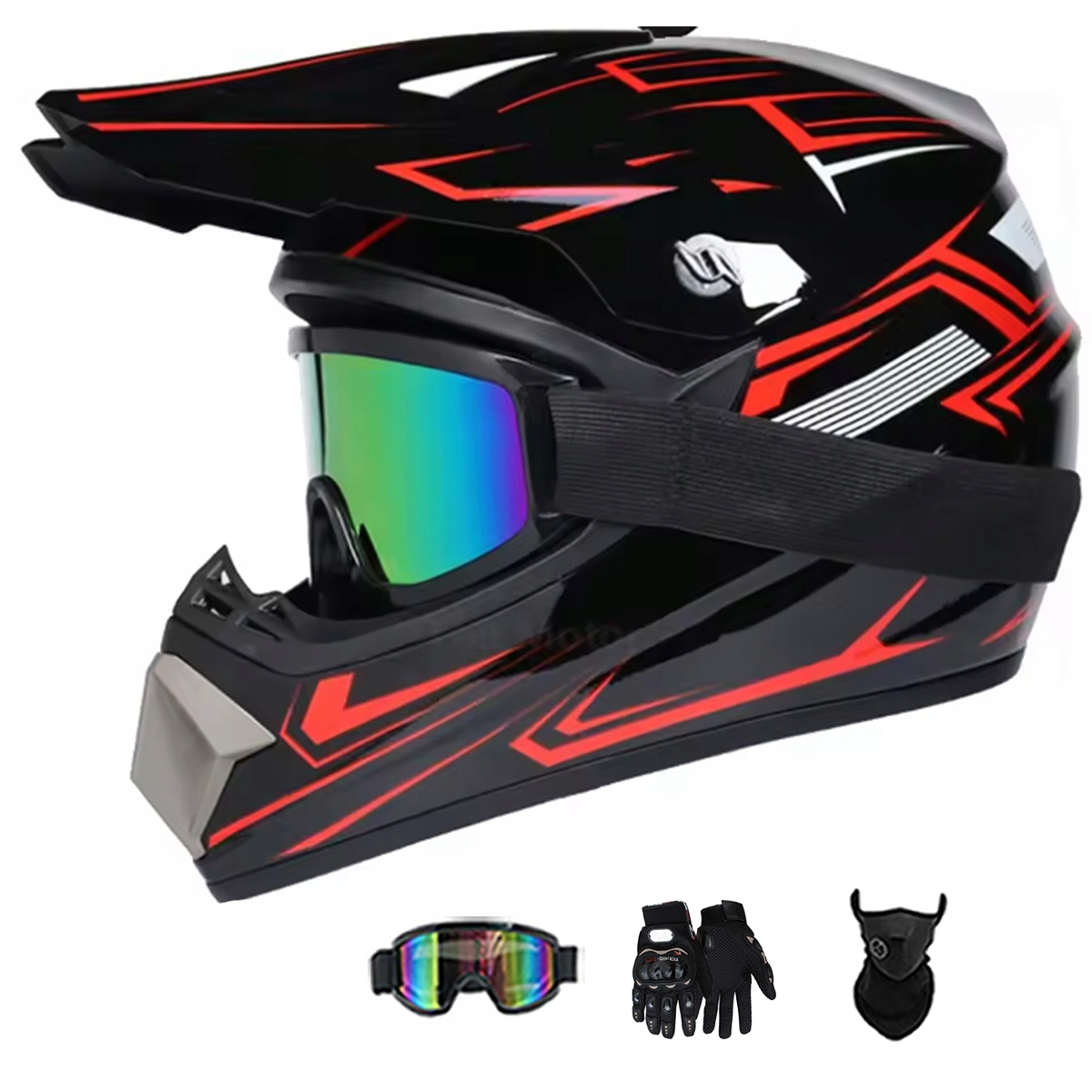 Motocyklová Přilba Lehká Enduro Quada Brýle Rukavice Maska M