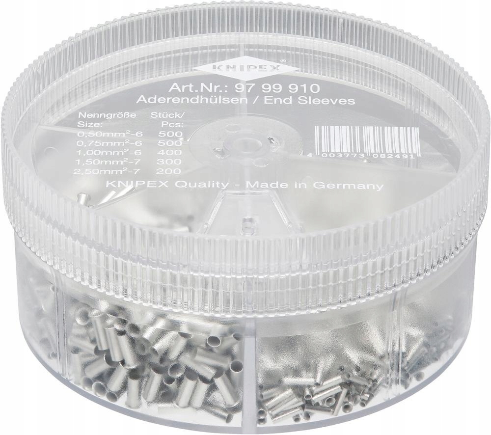 Асортимент неізольованих кабельних втулок 0,5-2,