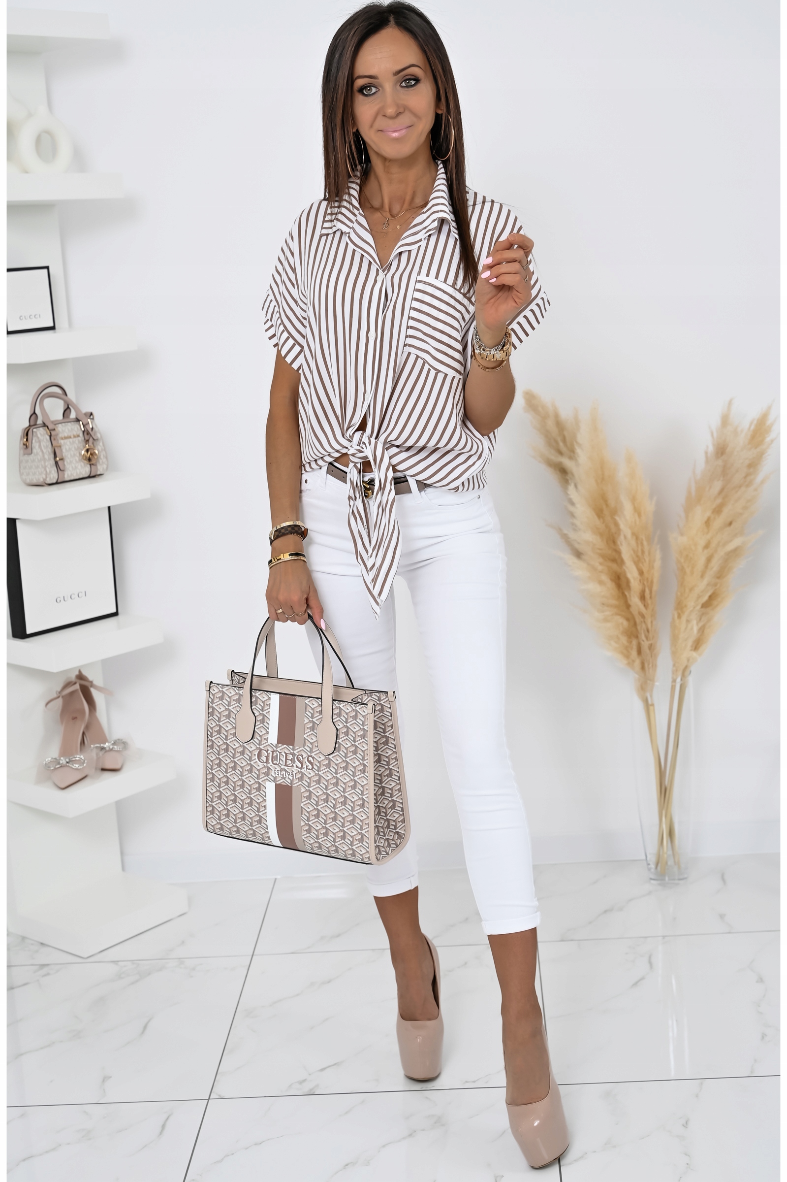 CASUALOWA LEKKA KOSZULA W PASKI WIĄZANA NA DOLE! WZ.1 Rozmiar uniwersalny