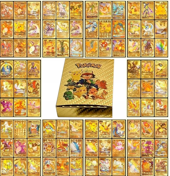 

Złote Karty Pokemon Zestaw 55 Sztuk Vmax+gx