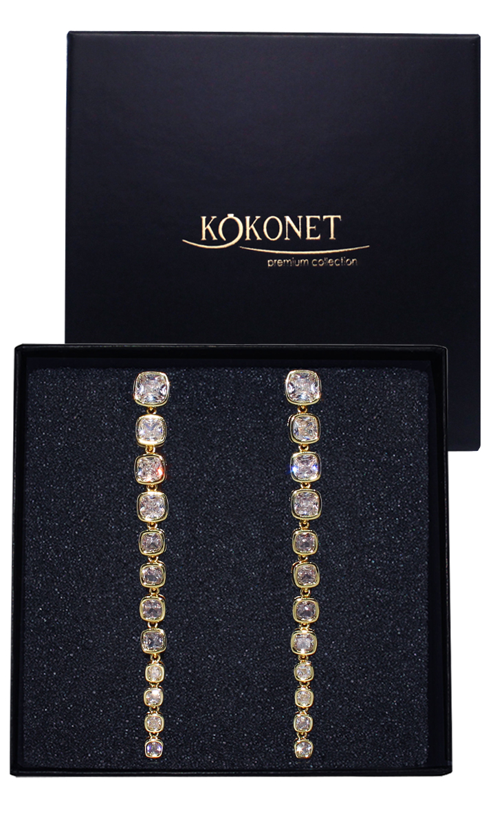 Dlouhé zlaté náušnice Efektní ozdobné závěsné swarovski svatební šperky