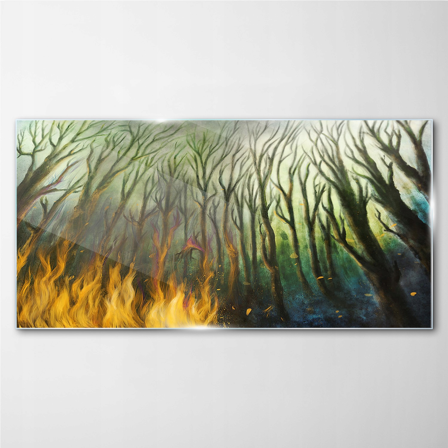 

Obraz szklany Malarstwo las drzewa ogień 140x70 cm