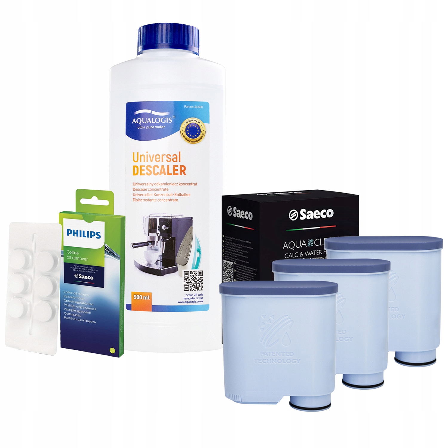 Sada Philips Saeco – Filtr Aquaclean CA6903 3ks, Odvápňovač,CA6704/10