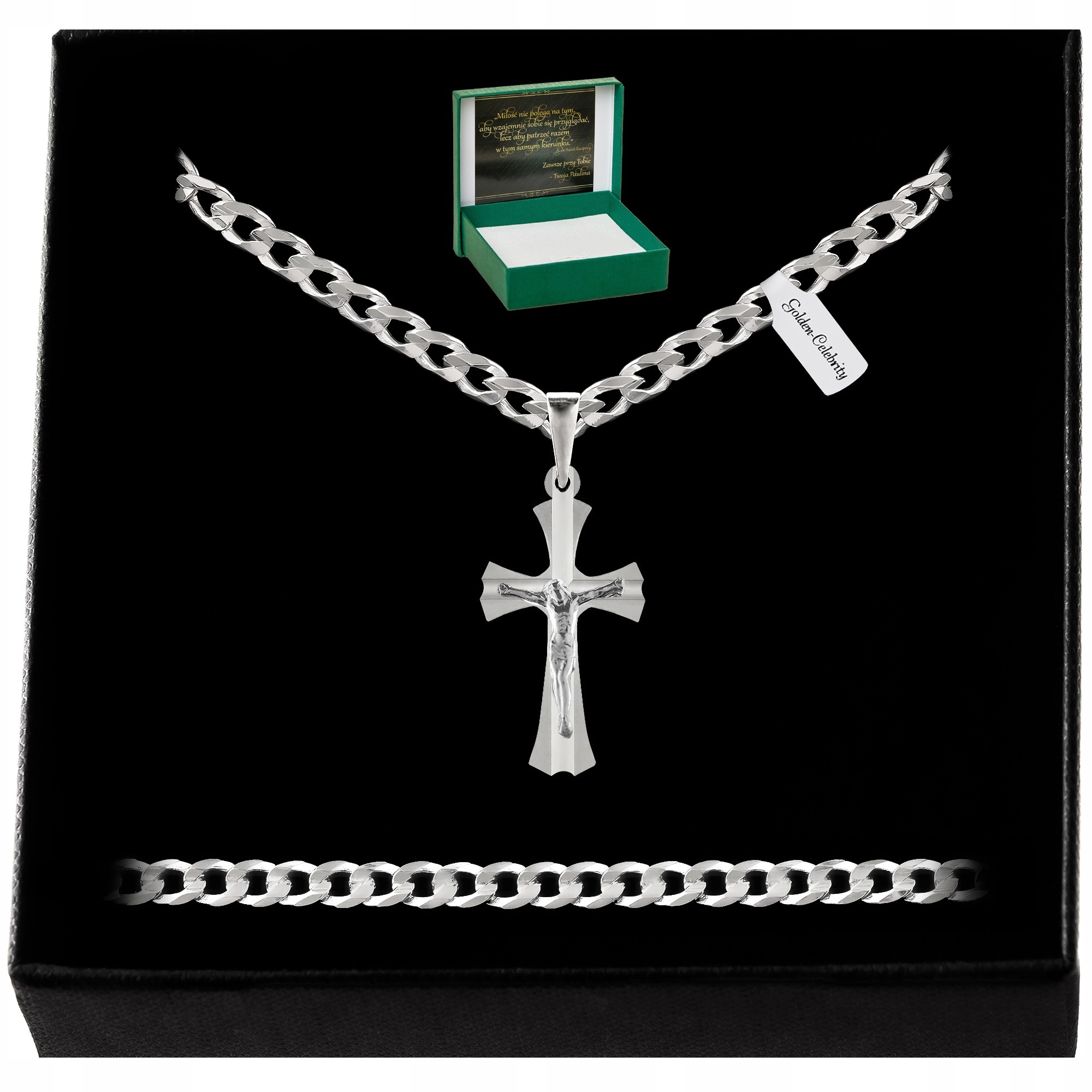 SREBRNY ŁAŃCUSZEK Z KRZYŻYKIEM 925 KOMUNIA CHRZEST