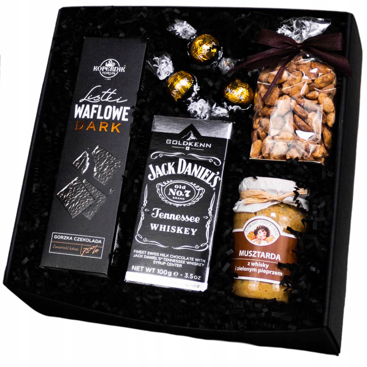 Elegantní Box Pro Něj Whisky Jack Daniels, hořčice, vaflové lístky