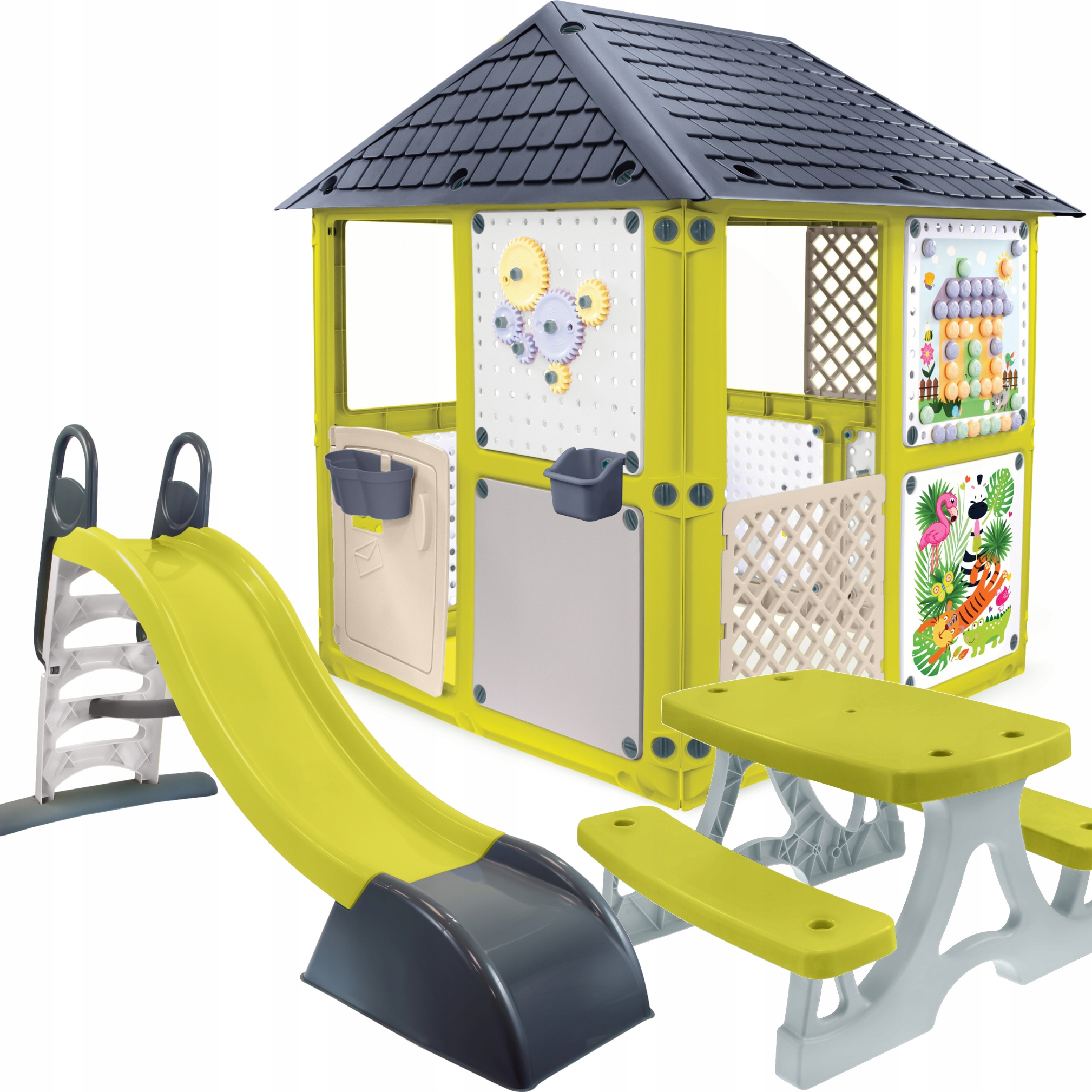 Domek Ogrodowy Smart House 6w1 Zjeżdzalnia Stolik Plac Zabaw 3w1 polski