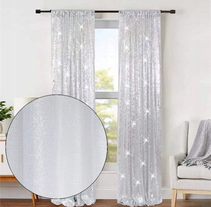 

Szron Firana gotowa Batyst srebrna nić biała Salon