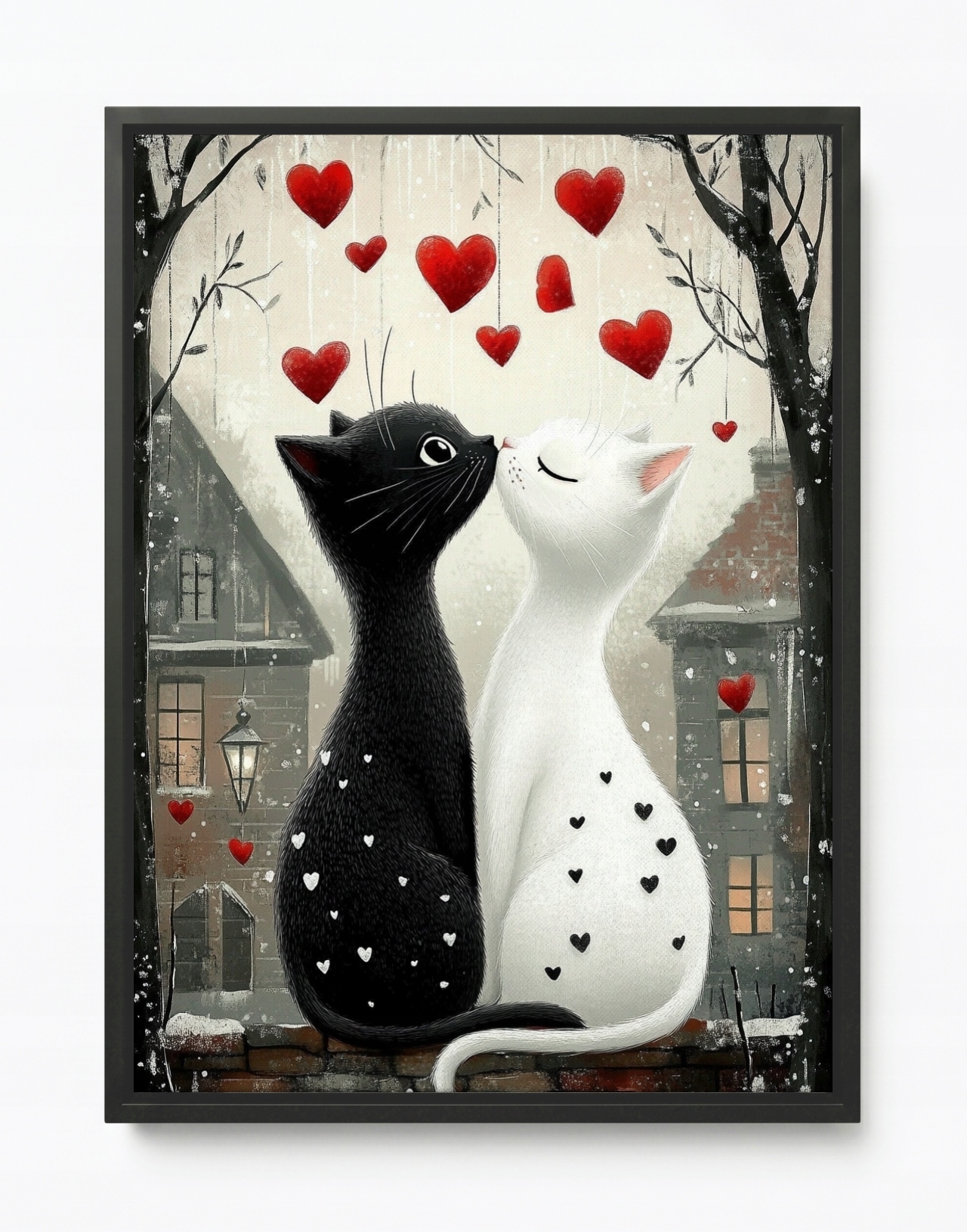 Obraz Rám Americký Box Zamilované Kočky Srdce Láska Valentýn Love 75x100