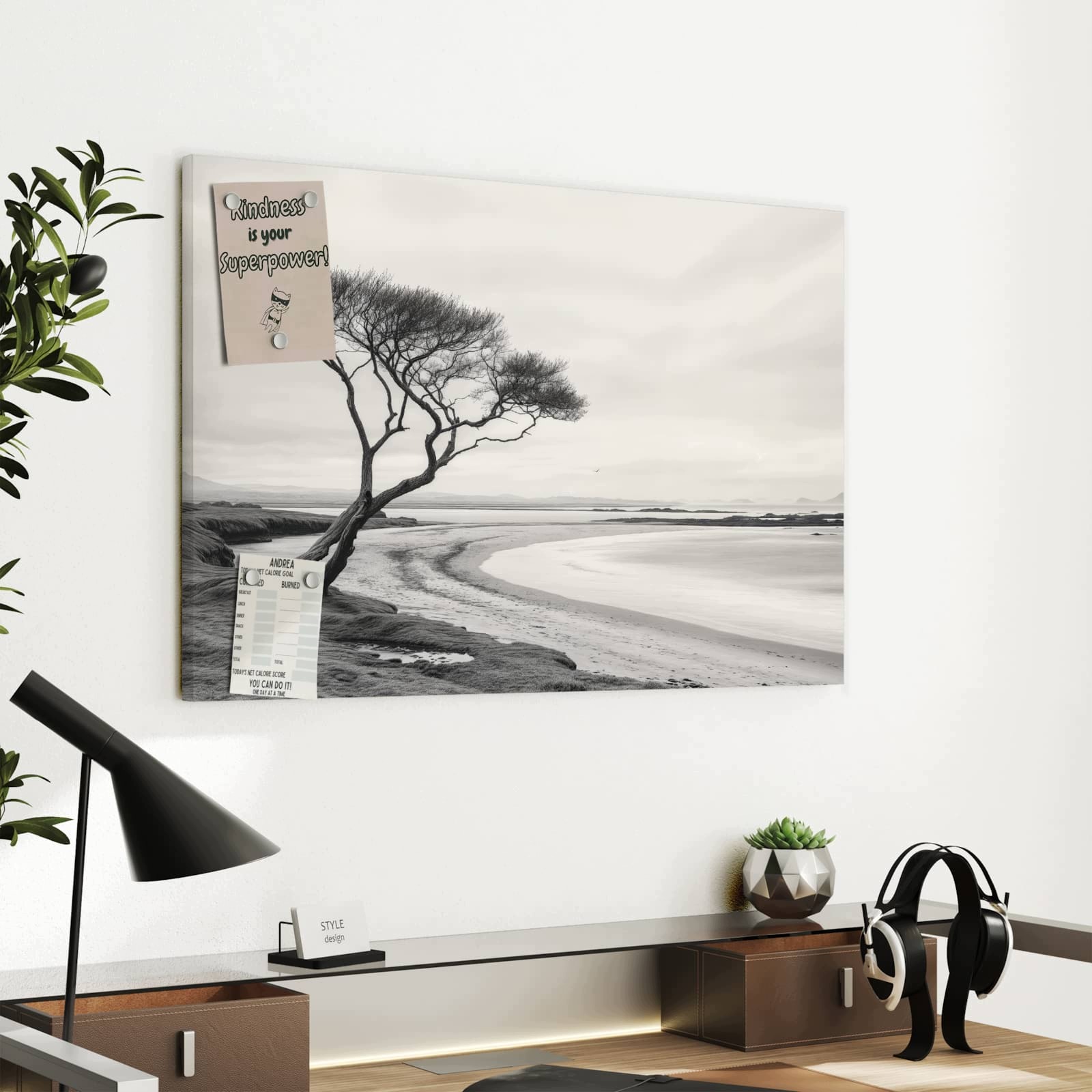 Magnetická tabule Samotny Strom Moře 60 × 40 cm