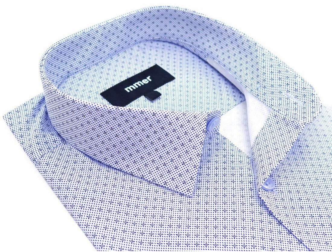 NIEBIESKA KOSZULA MĘSKA Z DROBNYM WZOREM VILLARO I025 176-182 / 44-Regular Marka Modini