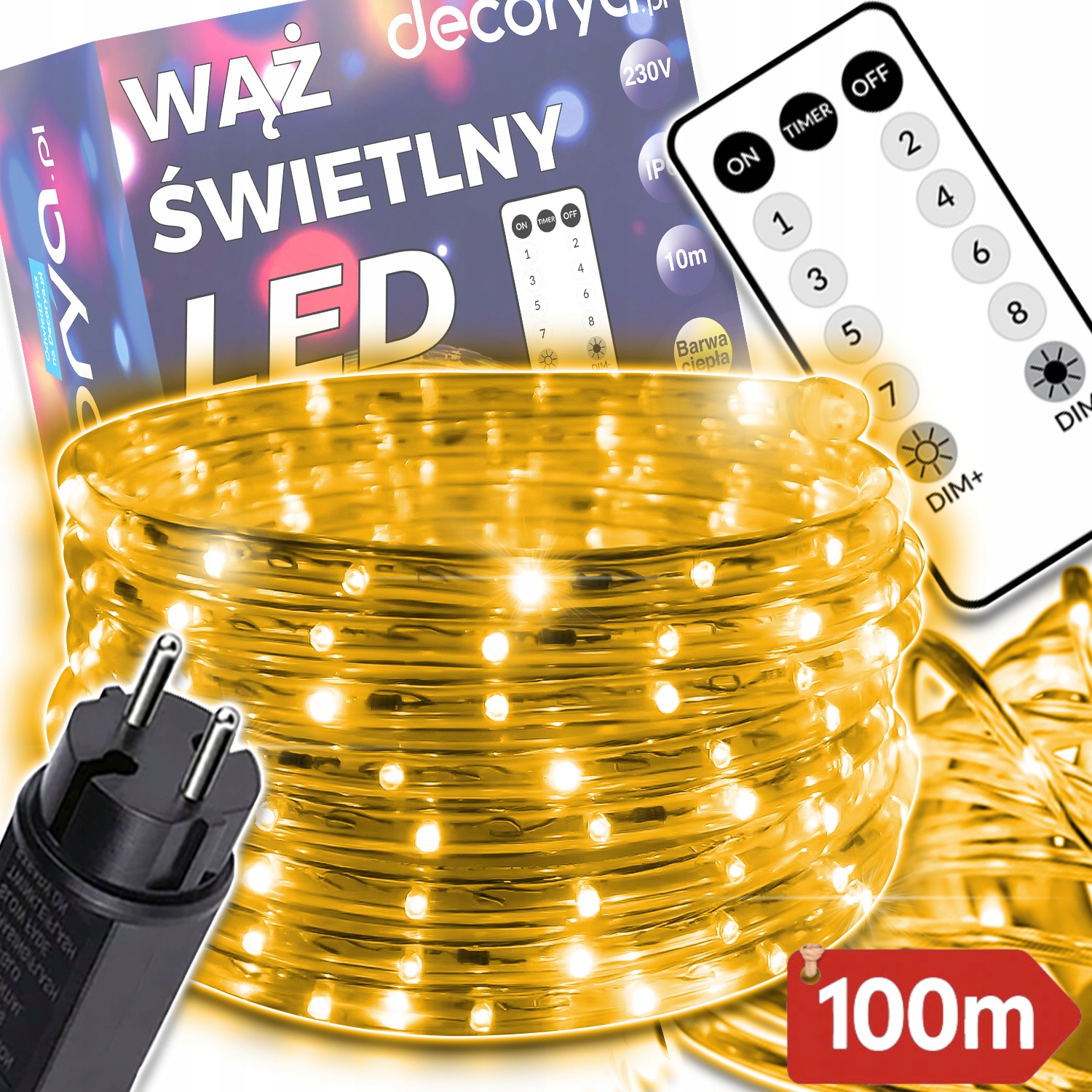 Led Světelná Hadička IP67 100 M Bílá Teplá Venkovní Voděodolná, Ozdobná