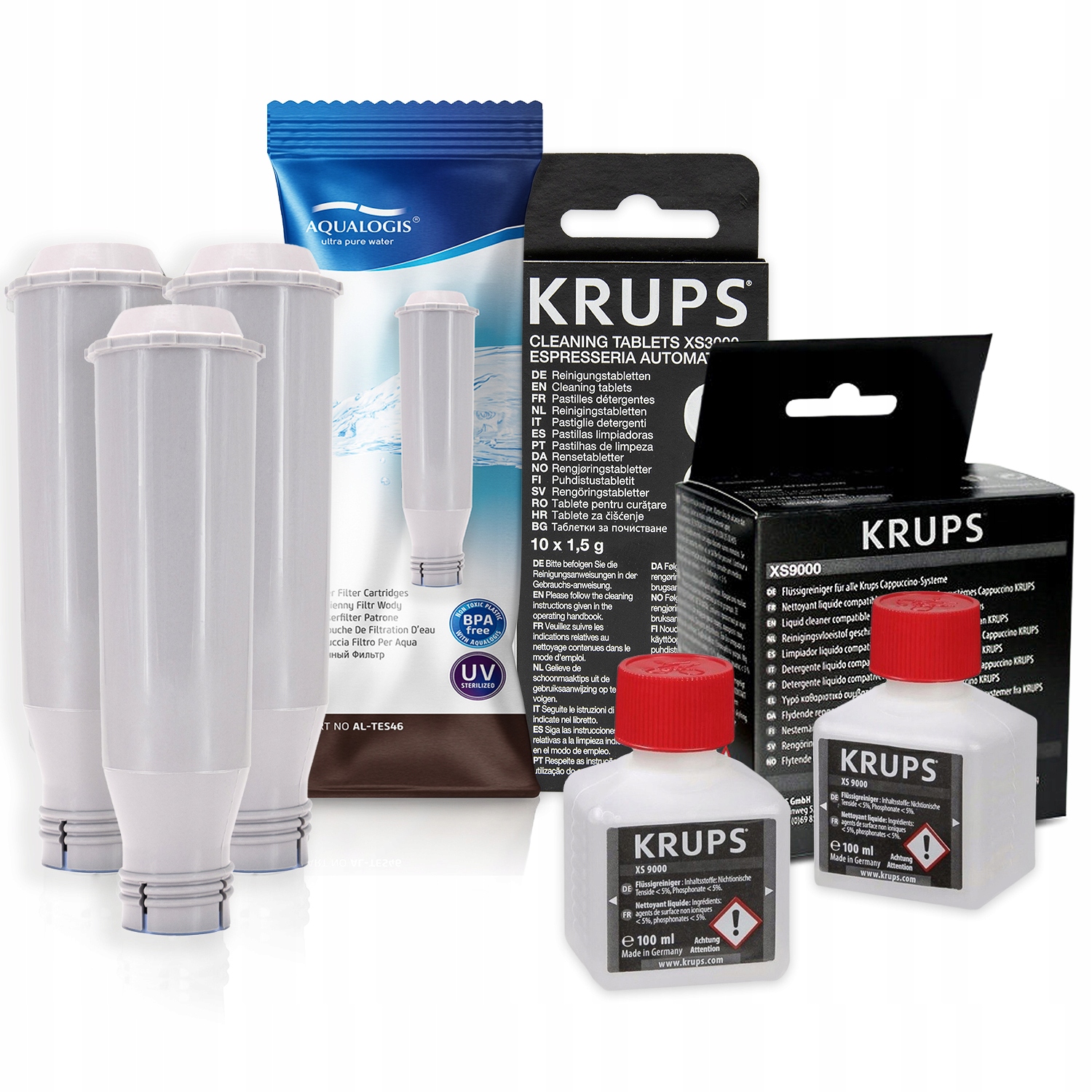 3x Filtr vody AL-TES46 pro kávovar Krups kapalina XS9000 tablety XS3000