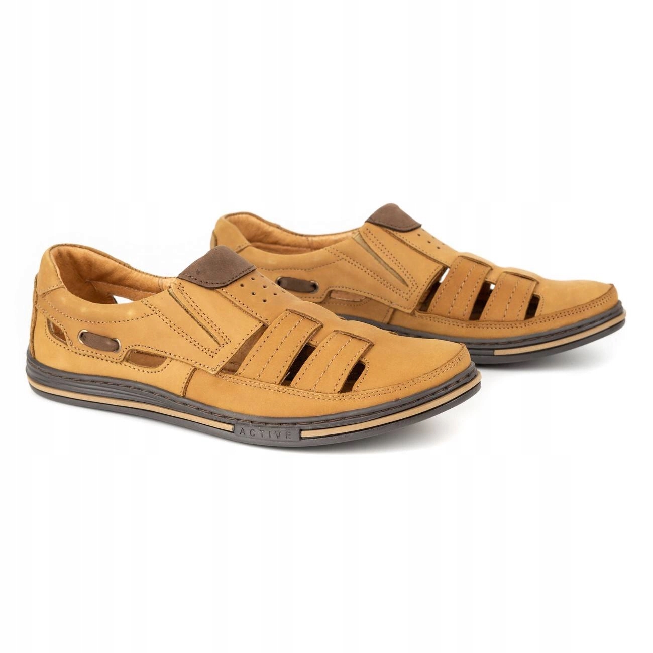 Pánské kožené nazouvací boty na léto Polské J06 červené 48