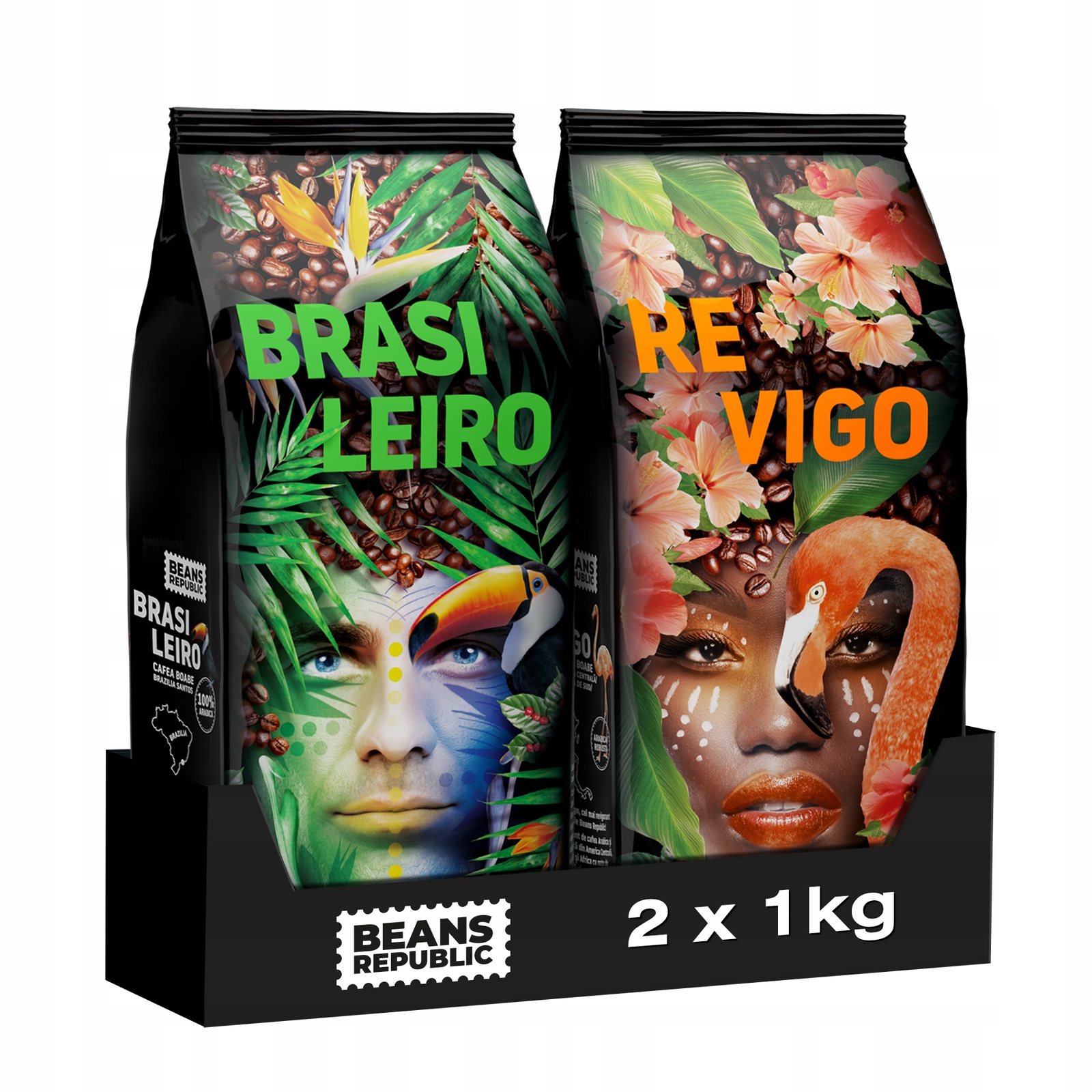 Levně Sada 2x1kg Káva zrnková Beans Republic Brasileiro 1 kg Revigo 1 kg