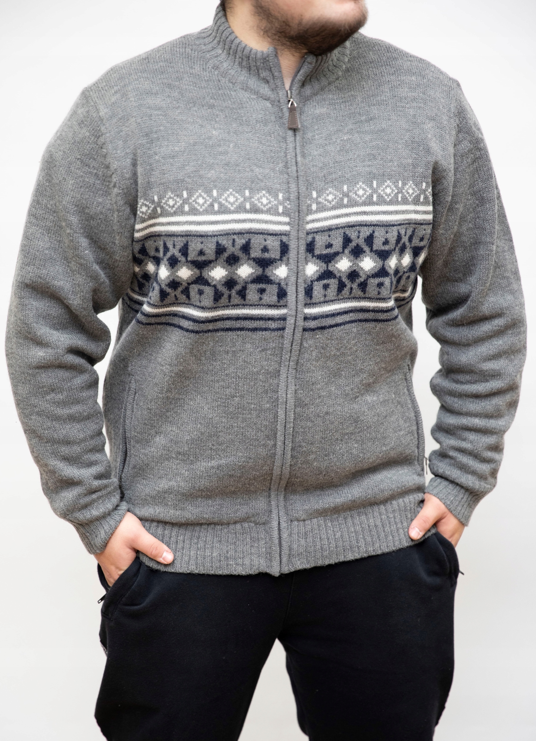 

Sweter Męski Wełniany Polar Ocieplany L M0040