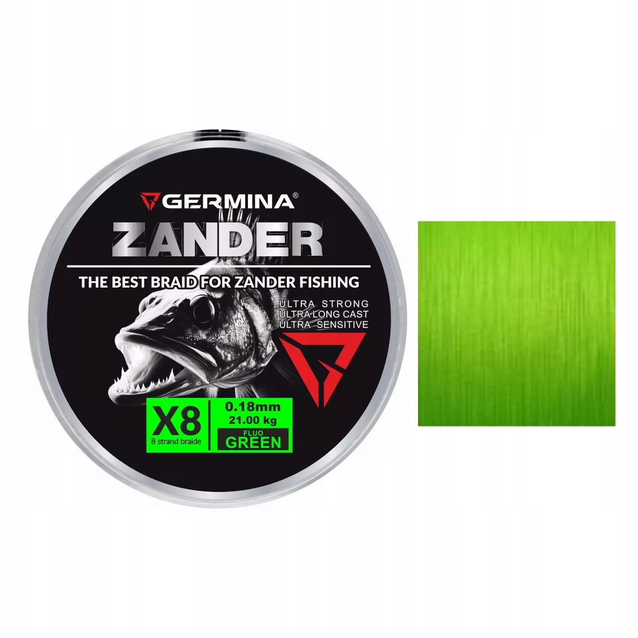 Plecionka Germina Zander Spinn Braid X8 0,18mm 21,00kg 150m