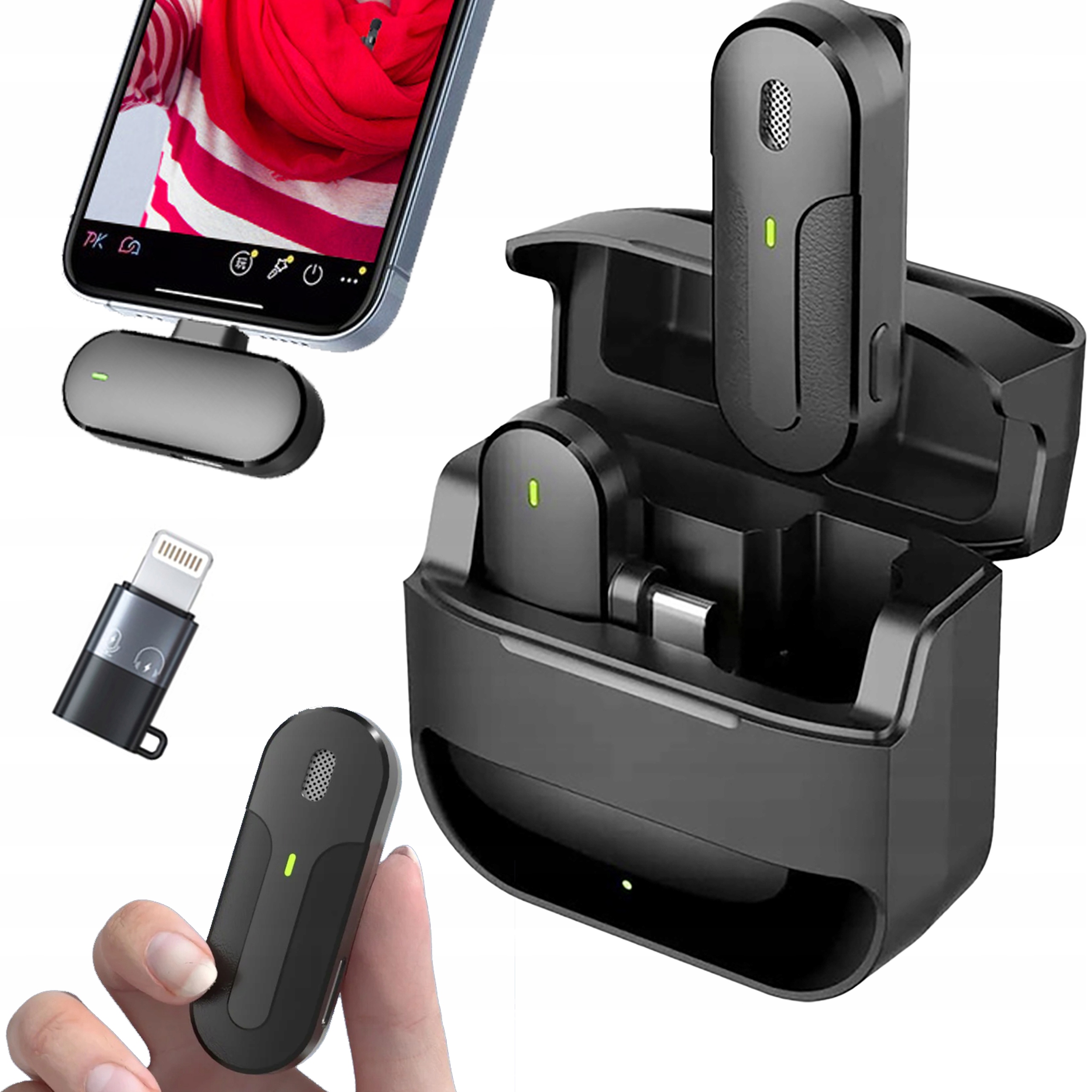 MIKROFON BEZPRZEWODOWY KRAWATOWY USB C POWERBANK ANDROID IOS LIVE VLOG