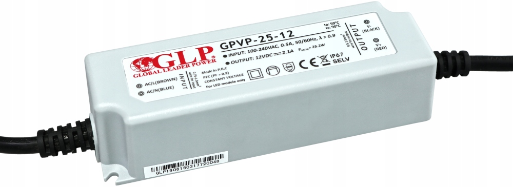Zasilacz Impulsowy Stałonapięciowy Do Taśm Pasków Led IP67 12V 24W Pfc Glp