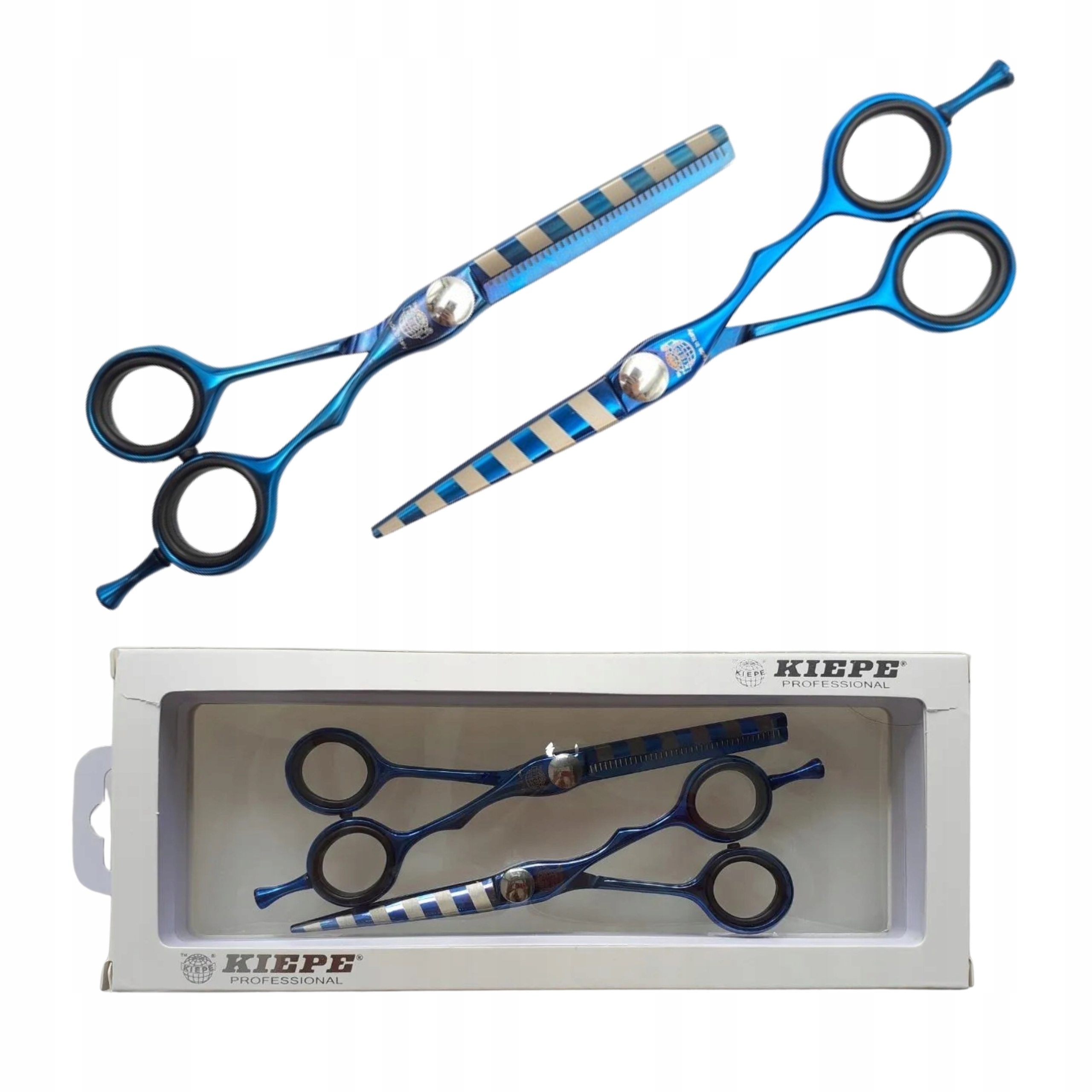 Zestaw nożyczki fryzjerskie degażówki profesjonalne Kiepe Acqua 5,5"