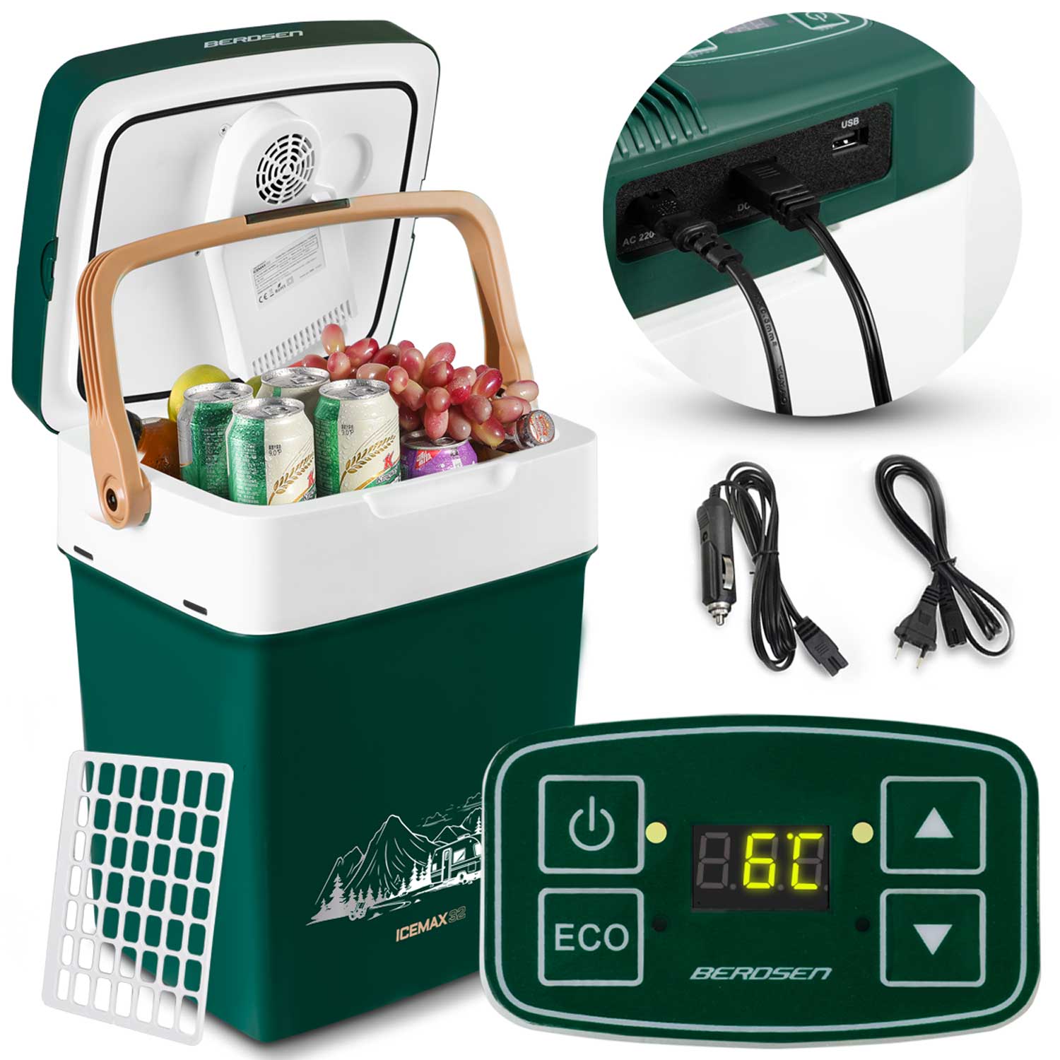 Turistická lednička Berdsen Icemax 29 litrů Eco režim zelená