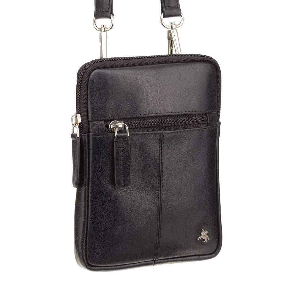 Černá kožená pánská taška Visconti S-10 s nastavitelným popruhem