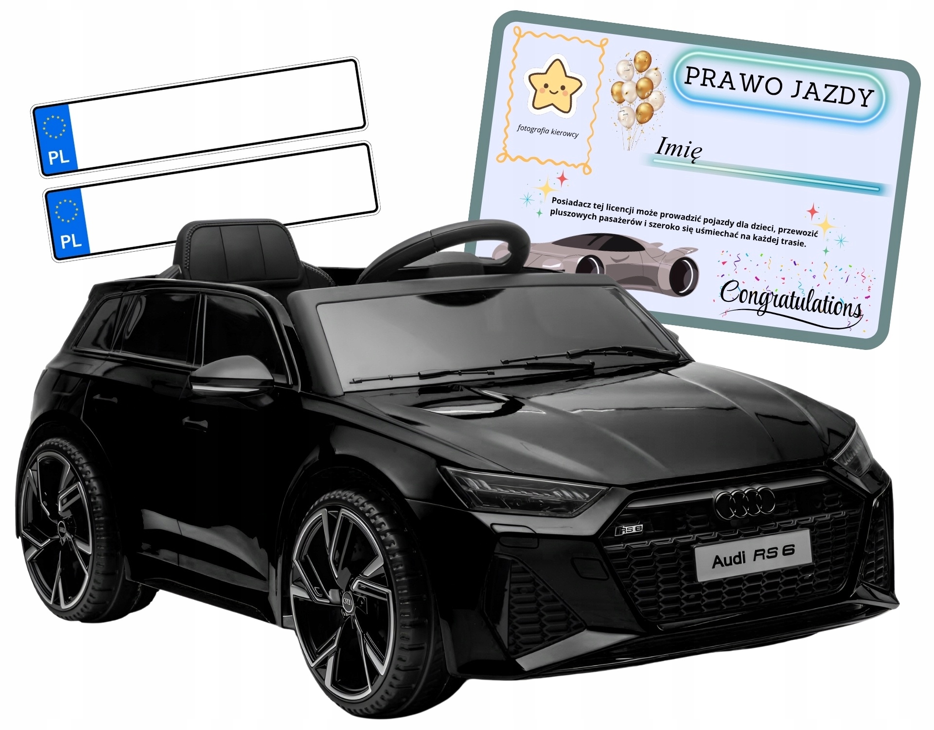 Auto akumulator 4x4 100W skóra pilot Eva samochód dzieci Audi RS6 czarny