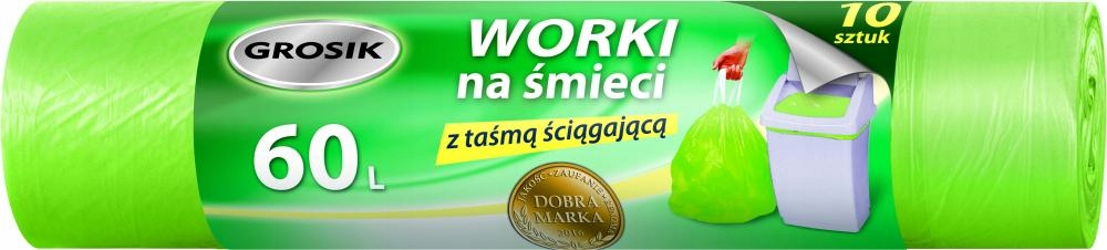 

Worki na śmieci z taśmą Hd 60l 10szt mix kolorów
