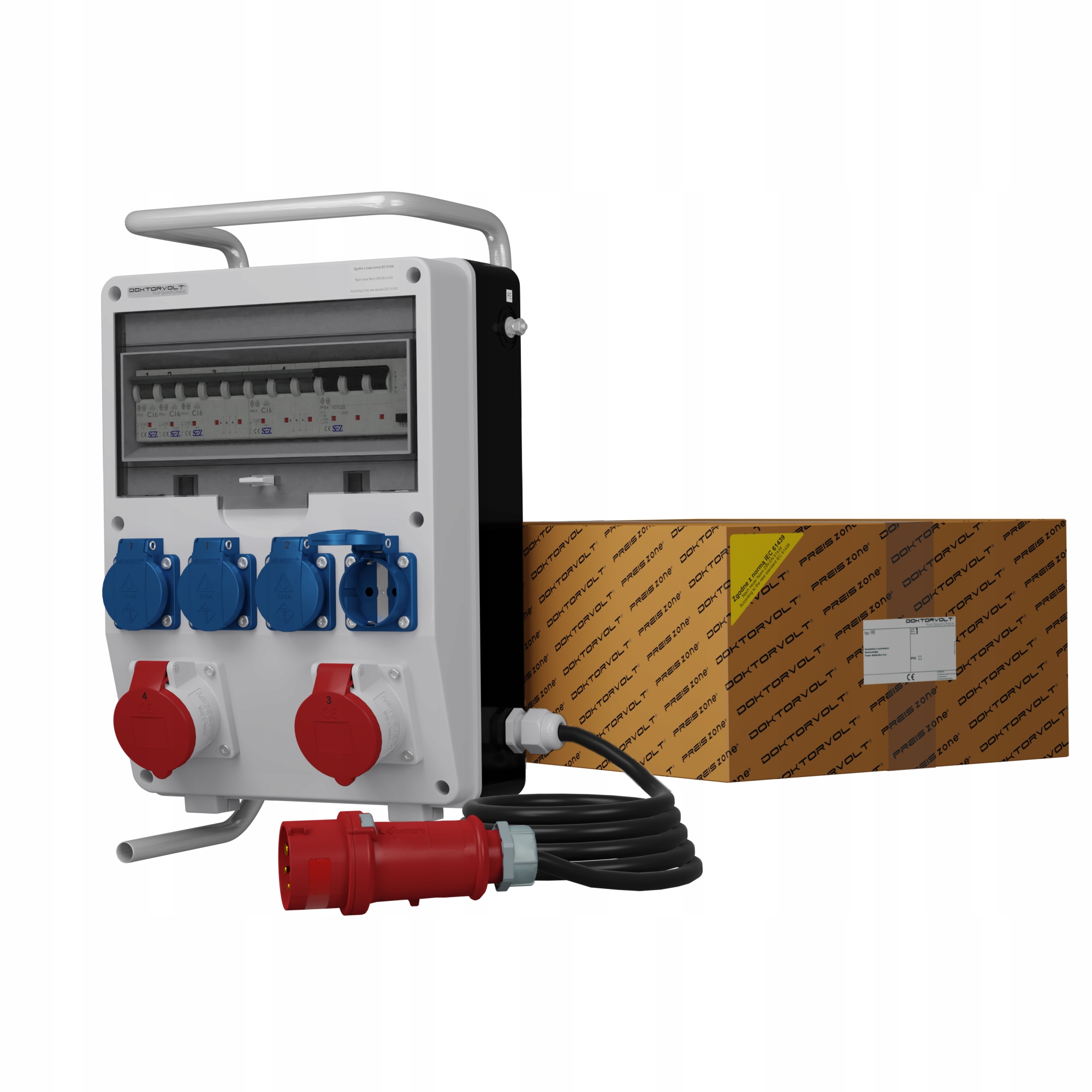 Stavební rozvaděč na stojanu s kabelem Schuko