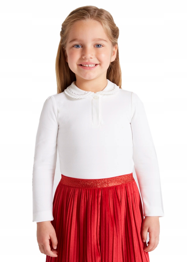 

Bluzka Mayoral 131 koszulka polo biała brokat 134