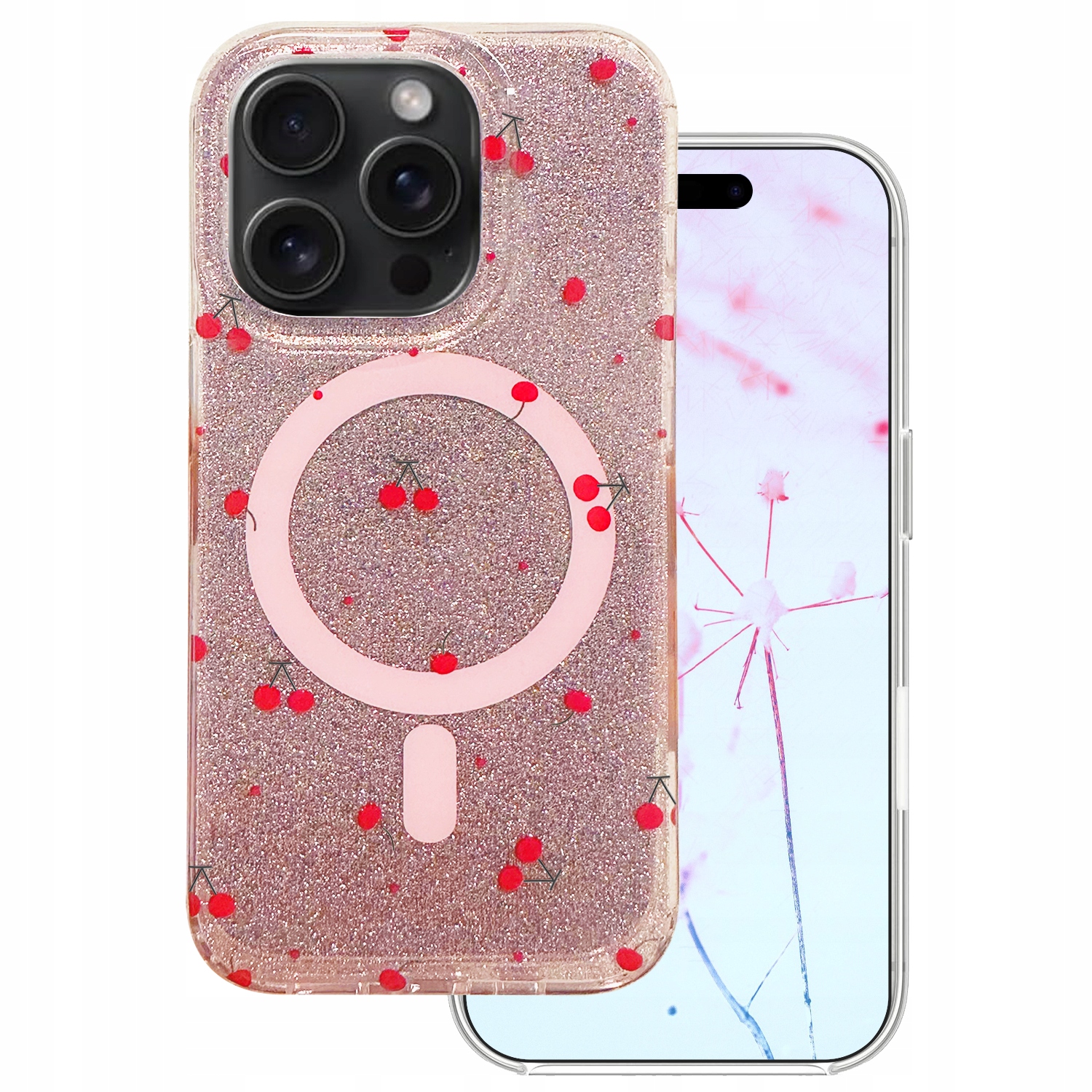 Nakładka Cherry Mag do iPhone 15 Pro 6,1" glitter Tfo