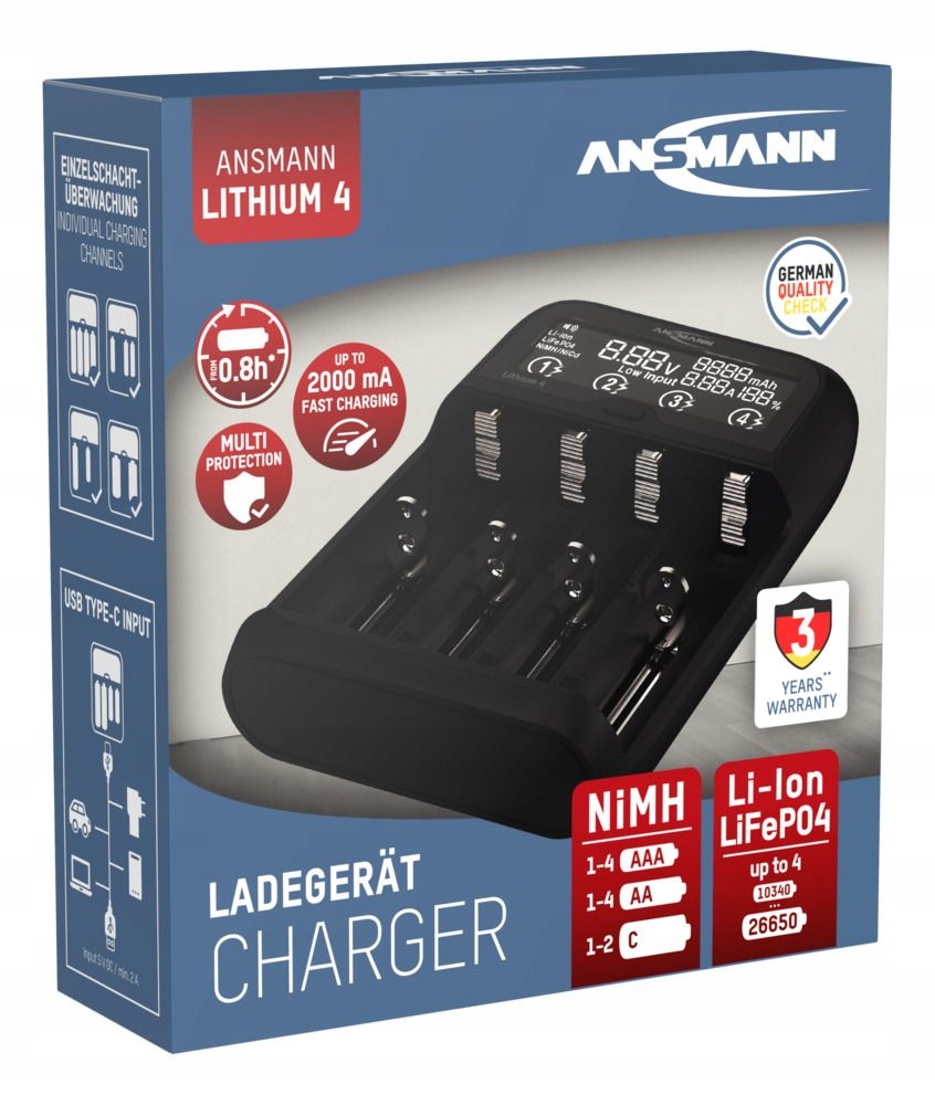 Nabíjačka Ansmann Lithium 4 pre Lilon Aaaaa