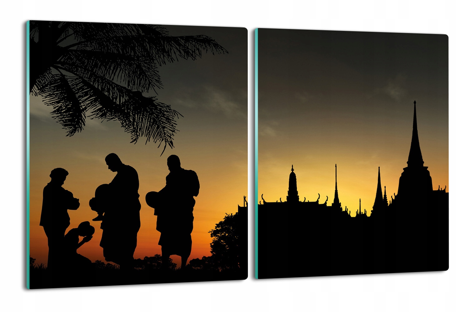 Kryt splashback 2x 40x52 skleněný Noc mnichů buddha