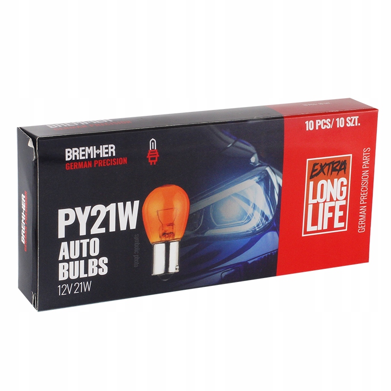 Żarówka Py21W 12V 21W Bau15S Amber Homologacja Kpl. 10Szt. Typ PY21W / BA15s