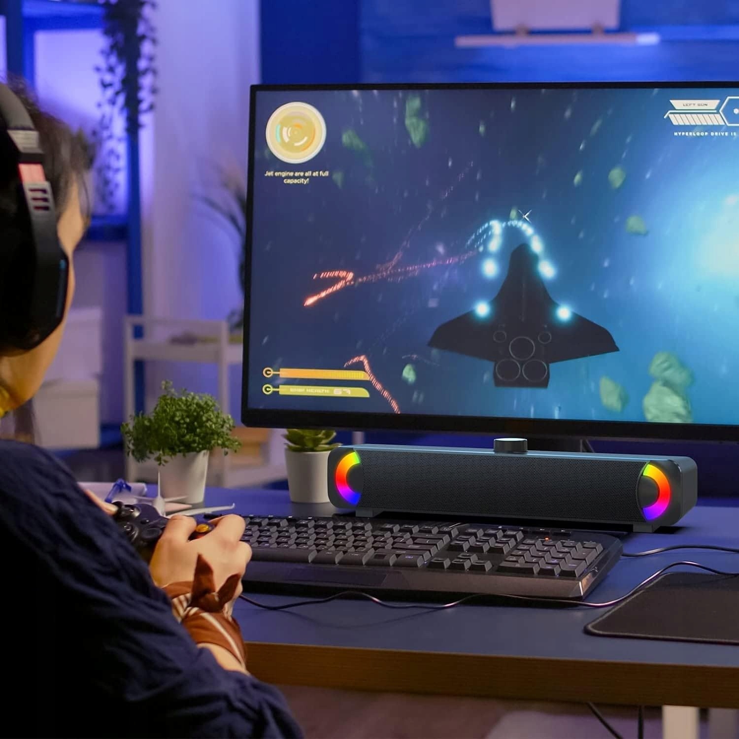 GŁOŚNIK KOMPUTEROWY USB AUX SOUNDBAR RGB HPYLIF -H System dźwięku 2.0