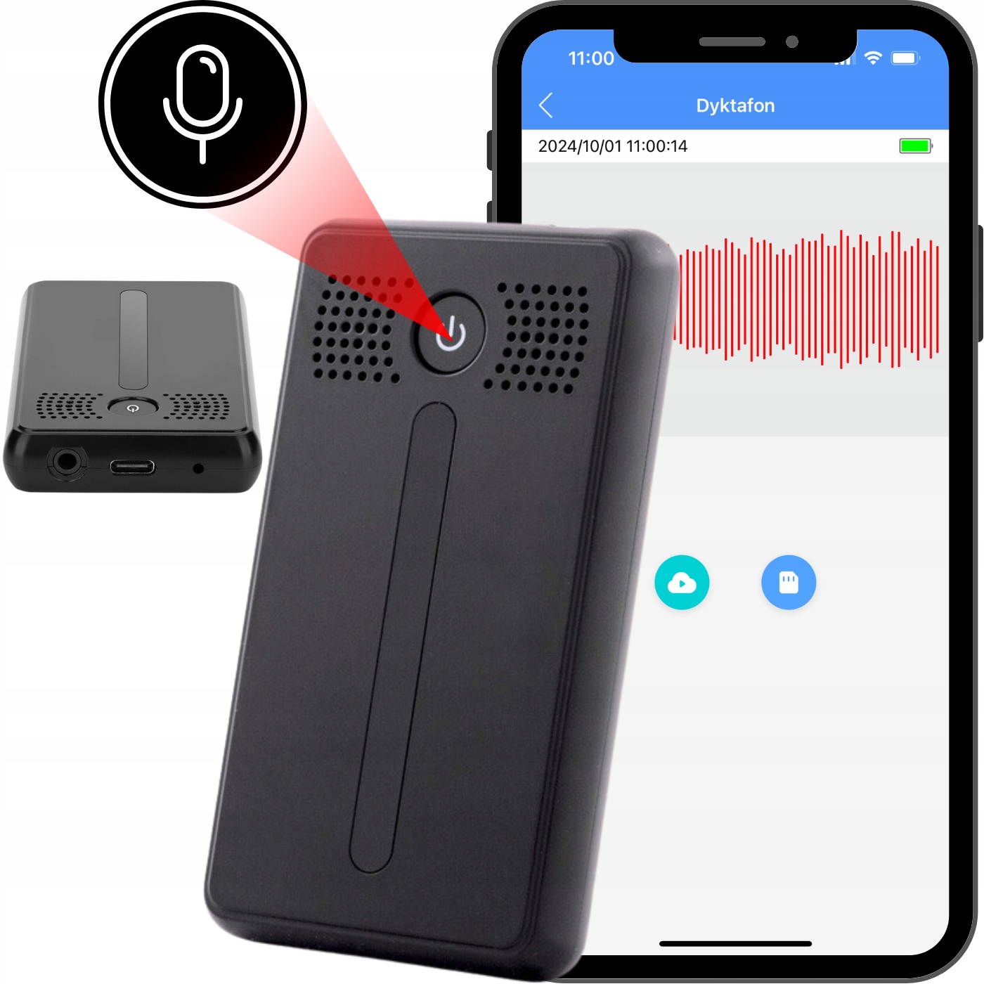 Špionážní Diktafon Wifi Odposlech Malý Magnet Aplikace Vzdálený Odposlech