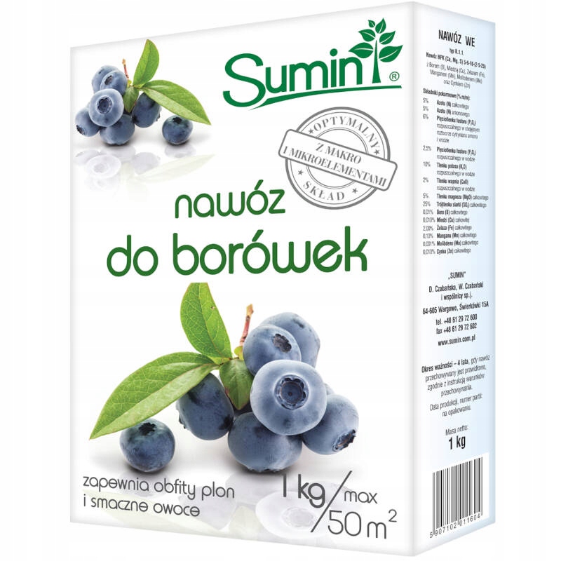

Sumin Nawóz Do Borówek 1 kg Optymalny Skład