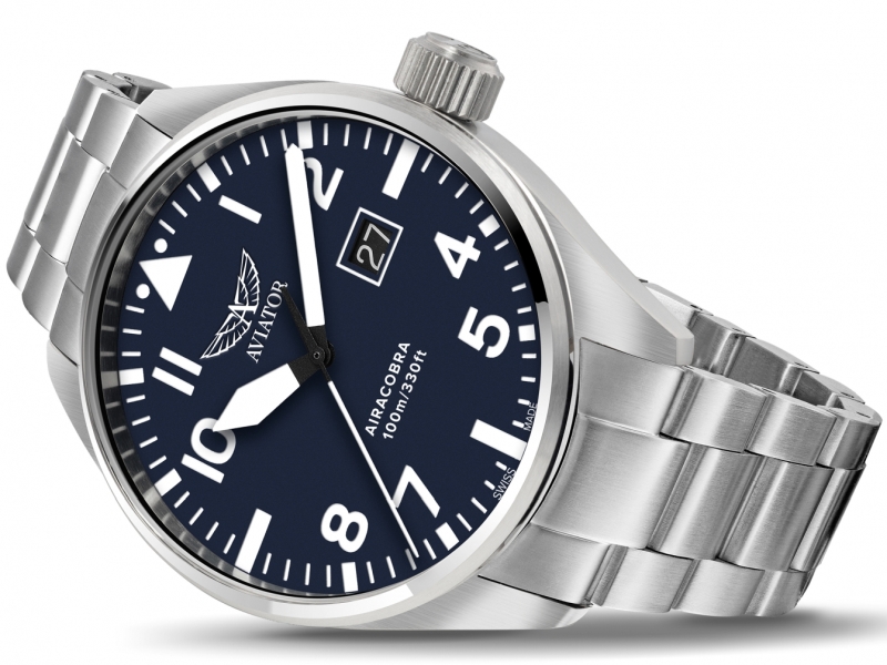 Švýcarské Hodinky Aviator V.1.22.0.149.5 Airacobra WR100 Safír Originál