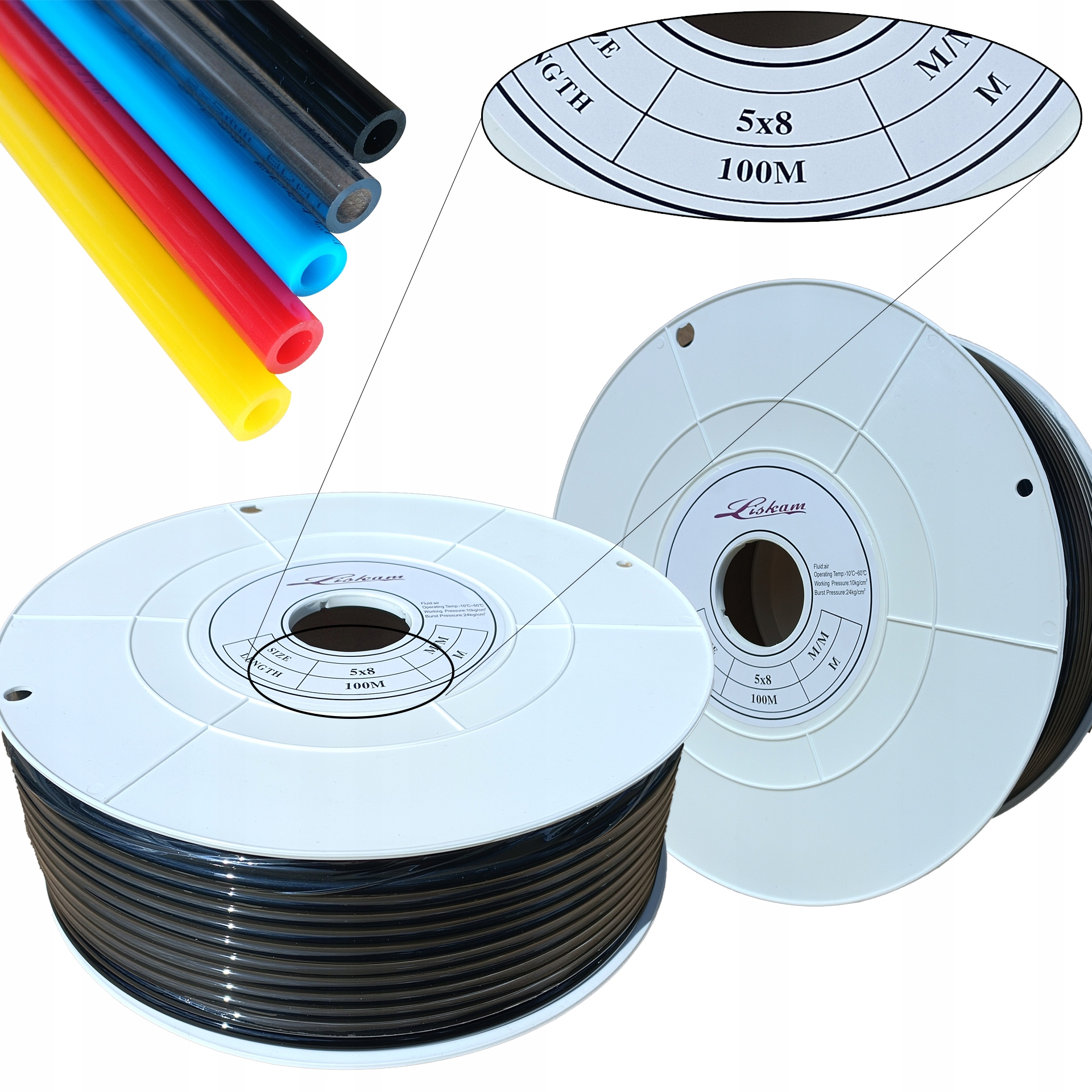 Polyuretan Pneumatická Pu hadice Tekalan 8x5 mm Černá 100 m