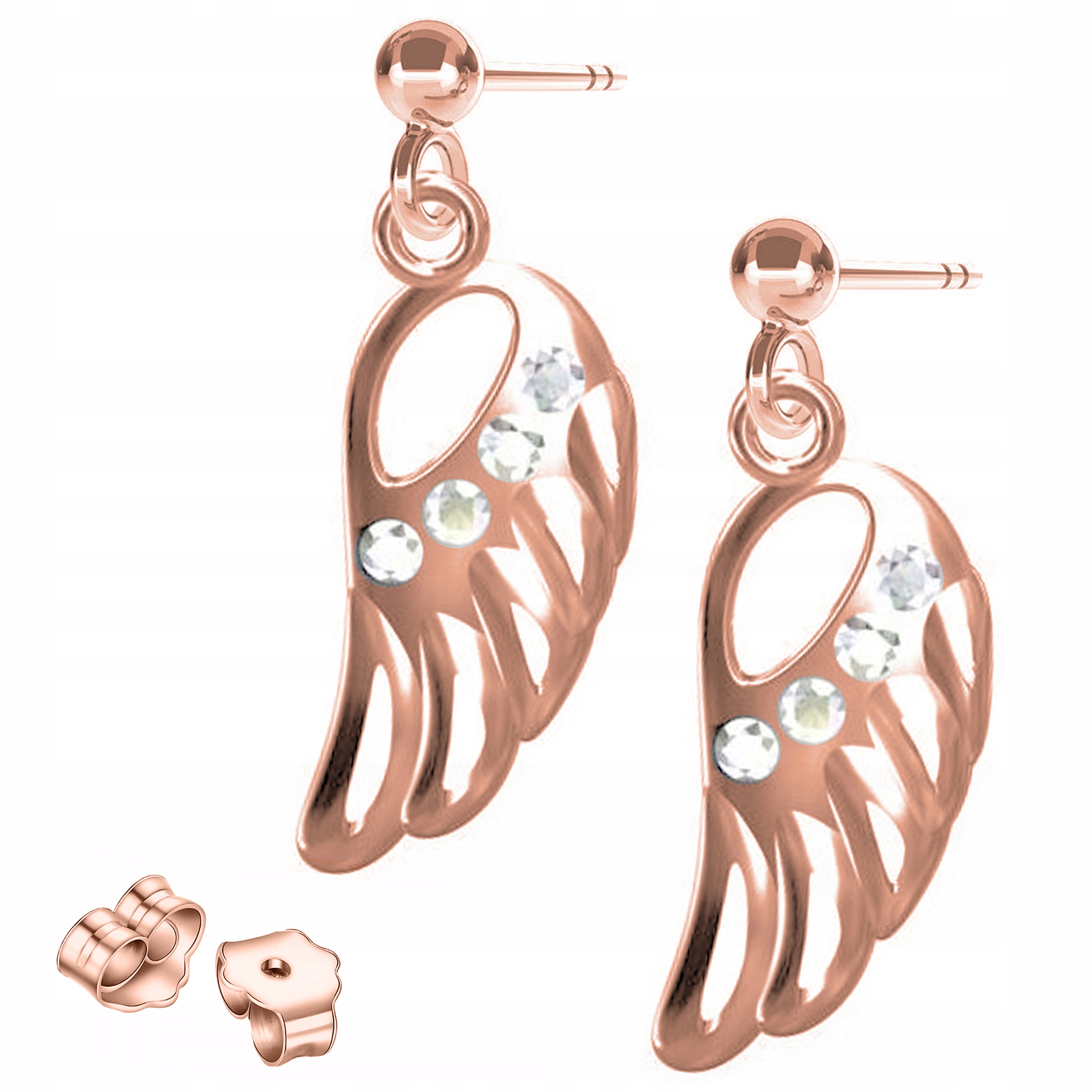 Náušnice Pozlacené šroubky s křídly Anděla Křídla Wings Stříbro 925